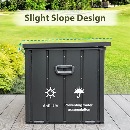 150 Gallon Metal Outdoor Storage Deck Box, Lockable Patio Bin, Dark Gray - color: Dark Gray-C