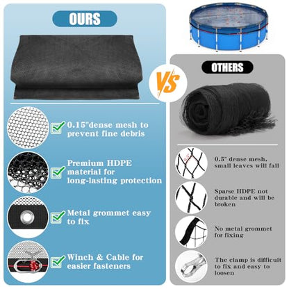 28FT Pool Leaf Net Cover for Above Ground Pools, 0.15’’ Mesh Pool Cover - size: 28FT