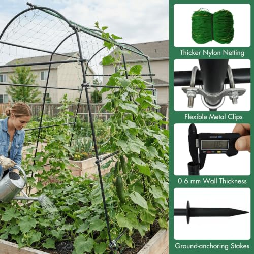 7FT Tall Heavy-Duty Metal Garden Arch Trellis for Climbing Plants Outdoor - size: 71"L×70"W×82"H