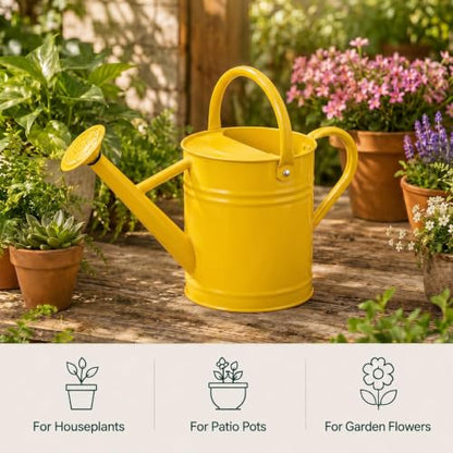 1 Gallon Metal Watering Can for Indoor Outdoor Plants, Sunflower Yellow - color: Sunflower Yellow
