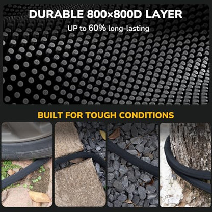 Lightweight Flat Garden Hose 50 FT, 3/4" GHT Flexible Water Hose with Spray Nozzle, Durable 800D Fabric, Kink Free Design, Portable Garden Hose for Lawn, Yard, Car Wash