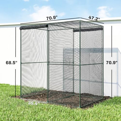 Outsunny 6' x 4' x 6' Crop Cage with Zippered Doors Vegetable Garden, Black - color: Black, size: 6' x 4' x 6'