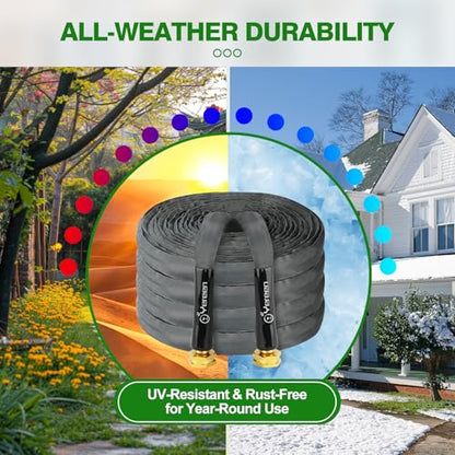 75FT Non-Expanding Garden Hose, Lightweight Flexible Flat Hose, Kink-Free, Burst-Resistant, High-Pressure Water Hose for Outdoor, RV, Lawns, Cleaning - size: 75 FT