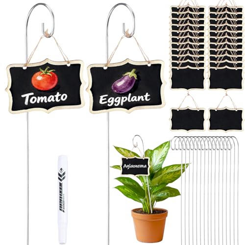 25 Packs Plant Labels with Marker Pen, Wooden Plant Makers for Outdoor - size: rectangle
