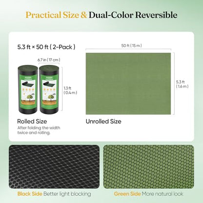Grenebo 5.3FTx100FT Non-Woven Weed Barrier Landscape Fabric - size: 5.3FT×100FT