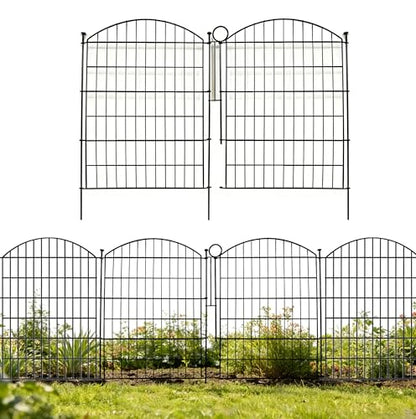 Decorative Garden Fence Panels 36 in(H) x 23.3 ft(L) Above Ground, Dog Fence Outdoor for Yard No-Dig Pet Barrier, Animal Proof Fence Metal Garden Fencing Animal Barrier, 10 Panels with Lock - size: 36x28Inch-10Pack with Lock
