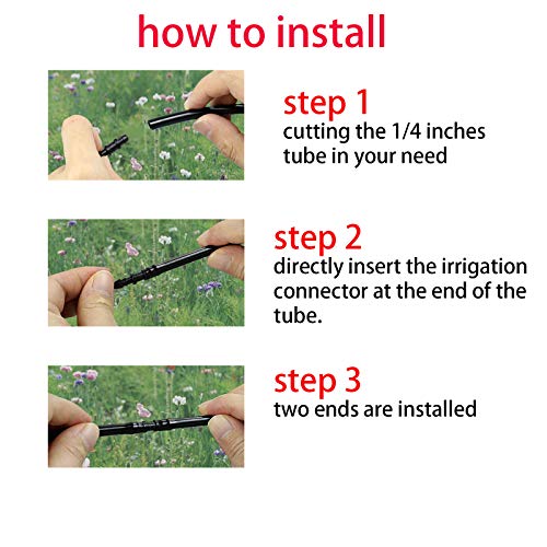 200Pcs Drip Irrigation Connectors,Barbed Connectors Fit for 1/4-Inch Tubing - color: black