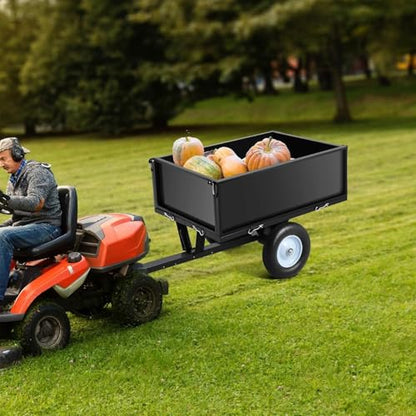 Heavy Duty Steel ATV Trailer, 500 LBS/11.4 Cu.Ft Capacity Garden Dump Cart - color: Black, size: 500 lbs