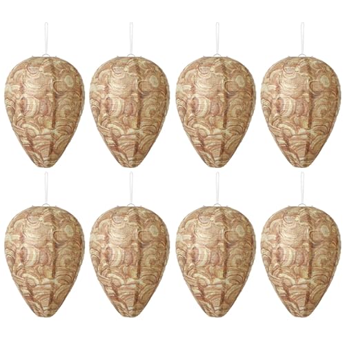 DECYOOL 8 Pack Paper Fake Wasp Nests Decoys for Yellow Jackets - color: Brown