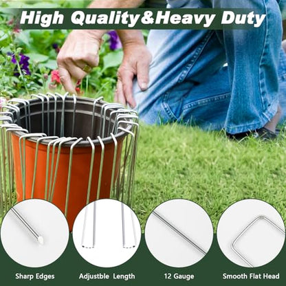 FEED GARDEN 4 Inch 25 Pack Galvanized Landscape Staples 12 Gauge Anti-Rust Garden Stakes Landscaping Fabric SOD Pins Yard Stakes for Weed Barrier Fabric - size: 4 Inch