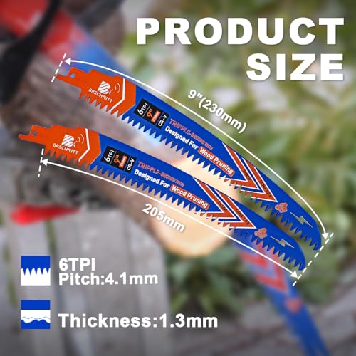 Arc Edge Reciprocating Saw Blades 9inch 6TPI for Pruning 4pcs - size: 9 inch