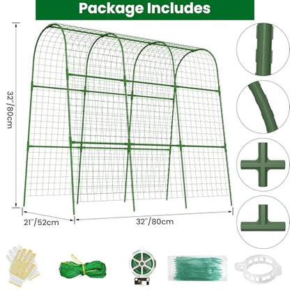 Cucumber Trellis for Raised Bed 48" L x 48" H U-Shape Garden Trellis for Climbing Plants Outdoor, Metal Arch Trellis for Vegetables, Plant Support for Tomato Pea Zucchini Grape Flowers