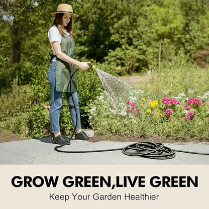 Flexible Short Leader Garden Hose 15ft, 5/8" Hybrid Rubber Hose Heavy Duty - color: Black, size: 15ft 5/8"
