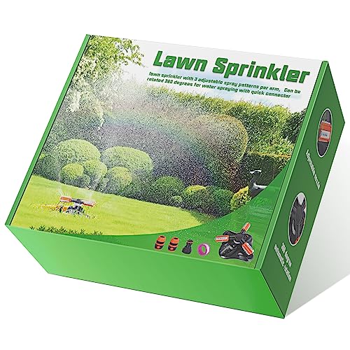 Garden Sprinkler,Upgrade Lawn Sprinklers Automatic 360 Degree Rotating Irrigation Grass Water Sprayer System,Garden Hose Sprinkler for Yard/Built in 36 Units Angle Spray Nozzles(Orange)-1Pack - color: Orange