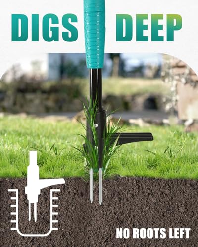 39" Weed Puller Tool, Heavy Duty Detachable Stand Up Garden Weeding Tool - color: Common Teal, size: T-shaped Handle