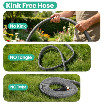 Garden Hose 50 FT, Non-Expanding Water Hose, Kink-Free, Burst-Resistant - size: 50ft