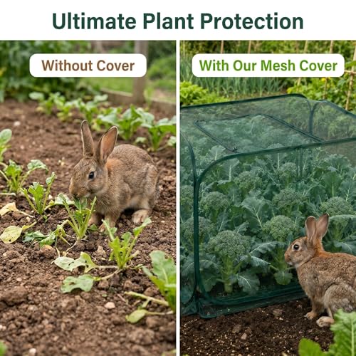 Collapsible Pop-Up Mesh Garden Cover（47''x47''x47''for Square Raised Beds-30% Sunblock，Protective Netting Cage for Vegetables, Fruits & Flowers, Keep Birds and Small Animals Out - size: 47''x47''x47''