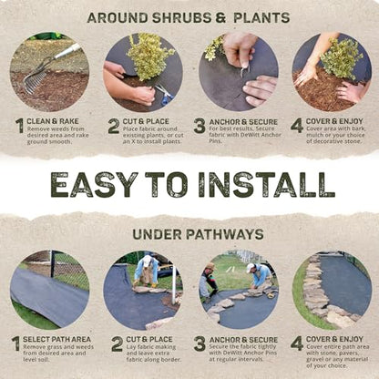 Dewitt Pro-5 Weed Barrier Fabric 5 oz, 4 x 250 Feet – Heavy-Duty - size: 1 Pack, style: 4' x 250'