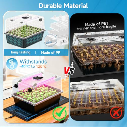 Hon&Guan 2-Pack 30-Cell Seed Starting Kits with Heat Mats and LED Lights - size: 2 Pack