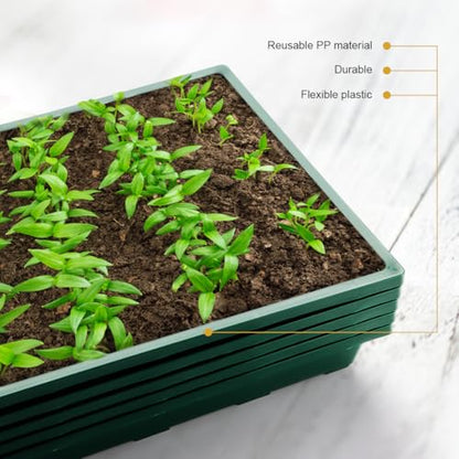 RooTrimmer 1020 Nursery Pots Trays 5 Pack, Plastic Flat Seed Starter Trays, Durable Seedling Potting Tray for Carrying and Holding Planting Pot (Green) - color: Green, size: TP1020-5P