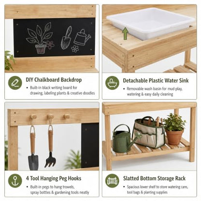 Kids Wooden Potting Bench Mud Kitchen,Children Gardening Table
