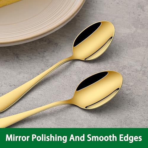 DEHOV 5.5 Inch Gold Small Coffee & Tea & Espresso Spoons Set of 8 - color: Gold
