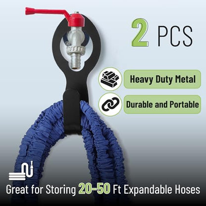UNCO- Garden Hose Holder, Metal, 2 Pack, Fits 50' of 5/8" Hose, Water Hose Hanger for Outside, Portable and Hanging Carrier - size: 2 Pack