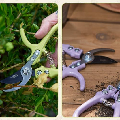 Modern Sprout Bypass Hand Pruners - Scissors - Gardening Tools - Chartreuse - color: Chartreuse