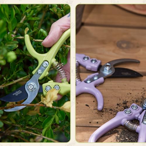 Modern Sprout Bypass Hand Pruners - Scissors - Gardening Tools - Chartreuse - color: Chartreuse