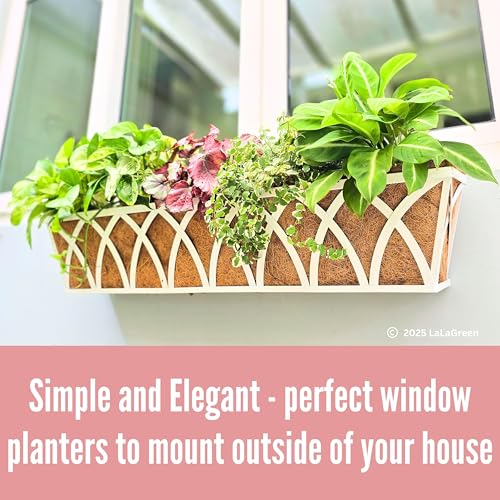 LaLaGreen Rustic Wall Planter (24 in, 2 Pack) White Rectangular Window Box - size: 24 Inch x 2 Pack