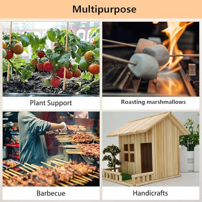 100Pcs 3ft/36in Bamboo Plant Stakes, Garden Stakes, Bamboo Stakes for Tomato, Beans, Potted Plants, Smores Sticks for Fire Pit, Natural Support for Gardening, BBQ, Camping, Home Cooking - size: 36in - Bamboo