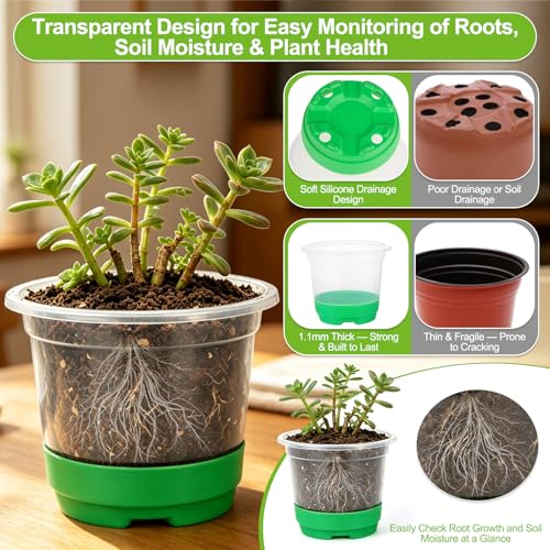 59Pcs Clear Nursery Pots Kits with Grow Light Includes 22 Pack 4'' Seed Starter Pots with Silicone Base & Lids, Clear Plant Pots for Propagation, Seedling Pots Kit with Drainage, Labels, Repotting Mat - size: 4 Inch