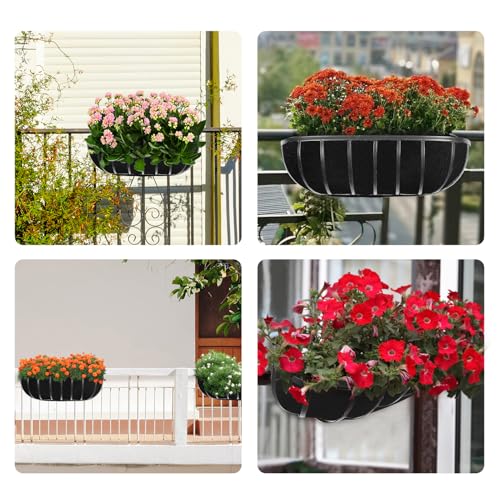 2PCS 30Inch Upgraded Planter Basket Liners Fabric Window Box Liners Felt Trough Planter Black Flower Basket Liner Non-Woven Hanging Plant Liner for Planters Garden Fence - Avoid Bird Nesting - size: 2PCS 30 Inch