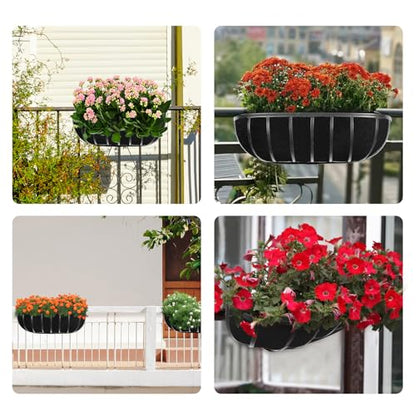 2PCS 36Inch Upgraded Planter Basket Liners Fabric Window Box Liners Felt Trough Planter Liner Black Flower Basket Liner Non-Woven Hanging Plant Liner for Planters Garden Fence - Avoid Bird Nesting - size: 2PCS 36 Inch
