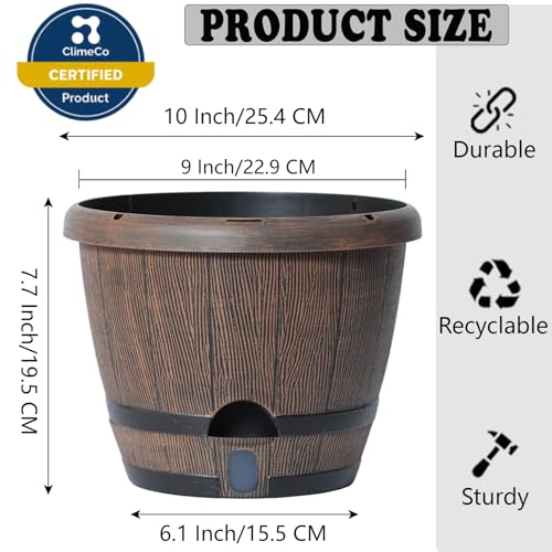 Sun-E Self Watering Whiskey Barrel Planters for Indoor Outdoor 10" X 3 Pack - color: Mix Colour Set