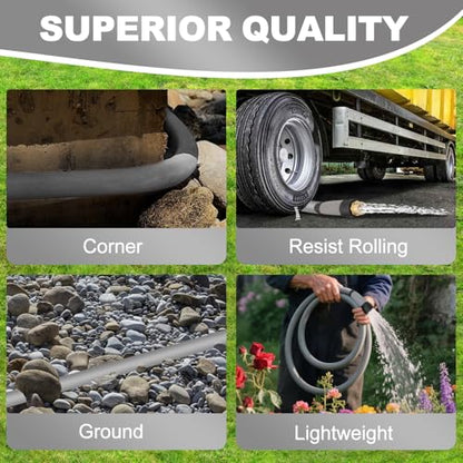 YOTOO Heavy Duty Hybrid Garden Lead in Water Hose 5/8-Inch by 3-Feet 150 PSI, Kink Resistant, All-Weather Flexible with Swivel Grip Handle and 3/4" GHT Solid Brass Fittings, Gray - color: Gray, size: 1.28-Feet