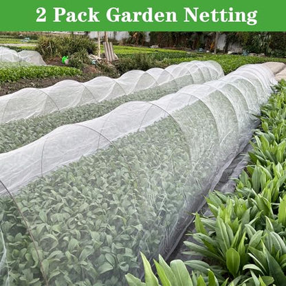 Garden Netting, 2 Pack 10X39.3FT Ultra Fine Insect Netting for Vegetable Flowers Fruits, Garden Mesh Plant Cover Row Cover Barrier Protection Net for Birds, Garden Netting for Raised Beds - size: 10X39.3FT-2Pack