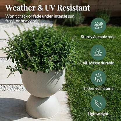 KOL 15 Inch Tall Planters, Beige Plastic Urn Planters, 2 Pack - color: Beige, size: Bundle: 15"+15"