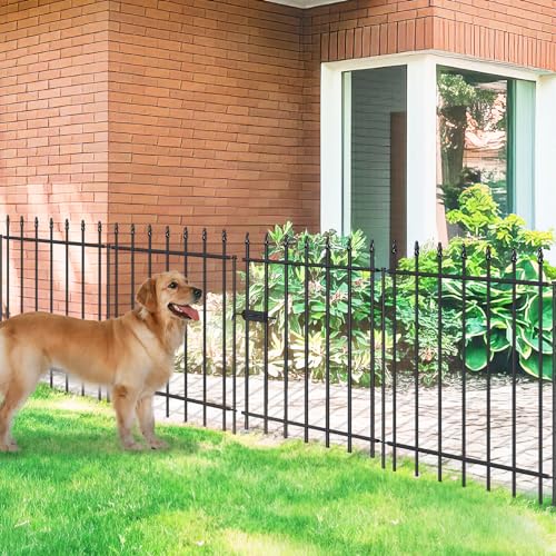Decorative Metal Garden Fence with Gate 30" x 10', Outdoor Fence Border - size: 30″H x 10ft (1Gate+4Panels)