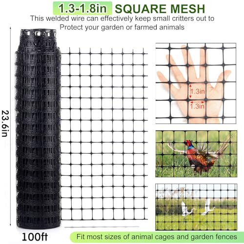 Windyun 2 Rolls 2'x100' Plastic Mesh Fence for Garden - size: 100 ft