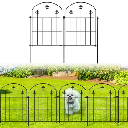Decorative Garden Fence Border 10 Pack 22in(H) x 28ft(L), Black Rustproof Metal Garden Fencing Animal Barrier for Dogs