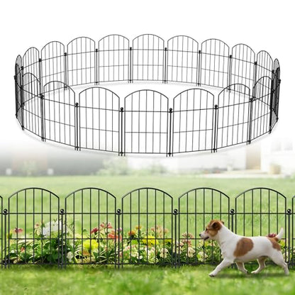 Metal Garden Fence 17 in x 20 ft, Small Animal Barrier Fencing for Pets - size: 17"Hx20ft (20 panels)