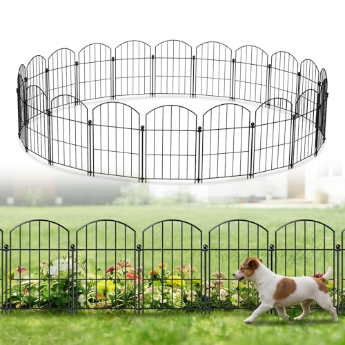 Metal Garden Fence 17 in x 20 ft, Small Animal Barrier Fencing for Pets - size: 17"Hx20ft (20 panels)