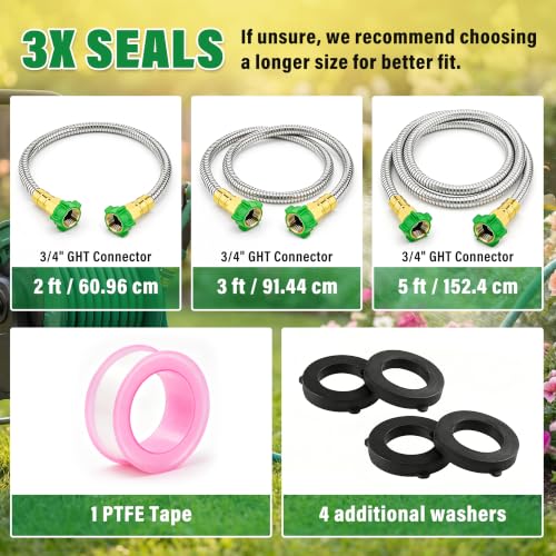 2FT Female to Female Short Garden Hose Adapter, Connecting Hose Reel - size: 2FT