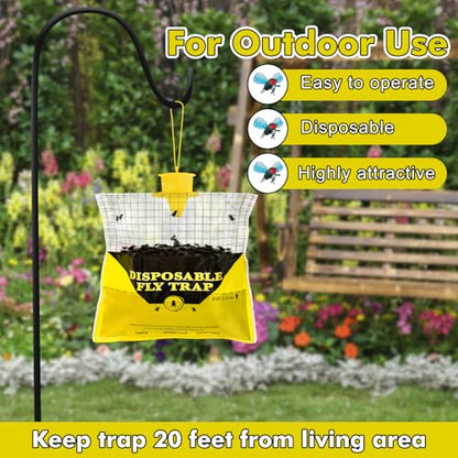 12 Pack Outdoor Fly Trap Bags Hanging - 12 * 30g Bait, Durable, Effective - size: 12 Pack