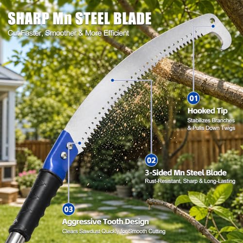 7.5-foot manual tall pruning saw, a 2-in-1 hand saw, lightweight and telescopic, equipped with sharp manganese steel blades and teeth, perfect for pruning palm trees, oak trees and garden branches. - size: 7.5FT