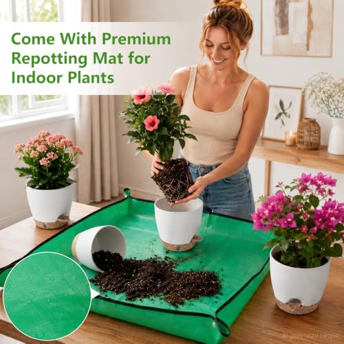 Large Self Watering Pots for Indoor Plants, 12/10/9/8 Inch White