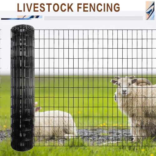 Tongmo 3 ft x 100 ft Black PVC Coated Welded Wire Fence, 16GA Garden Chicken Wire Fence Roll, Mesh Size 2" x 4" Hardware Cloth, Ideal for Yard Protection and Poultry Netting - color: Black, size: 3ft*100ft