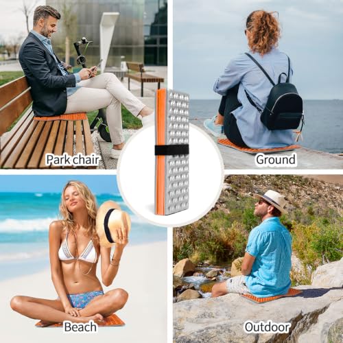 FOCHIER F Stadium Seat Pad, Foam Sitting Pad Mat, Diamond Foldable Camping Seat Cushion for Bleachers, Outdoor Hiking, Backpacking, Picnic, Fishing, Concert,Mountaineering - color: Orange 4PC