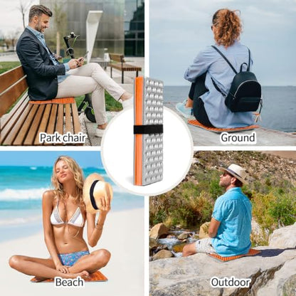 FOCHIER F Stadium Seat Pad, Foam Sitting Pad Mat, Diamond Foldable Camping Seat Cushion for Bleachers, Outdoor Hiking, Backpacking, Picnic, Fishing, Concert,Mountaineering - color: Orange 4PC